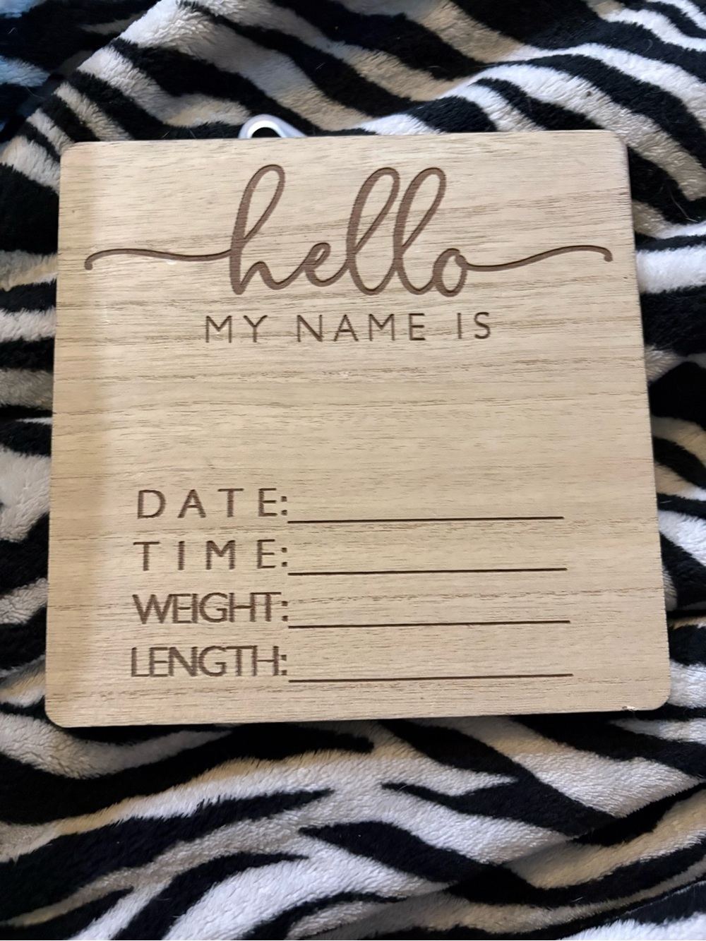 Hobby Lobby Wooden 'Hello My Name Is' Baby Milestone Board - Natural Wood